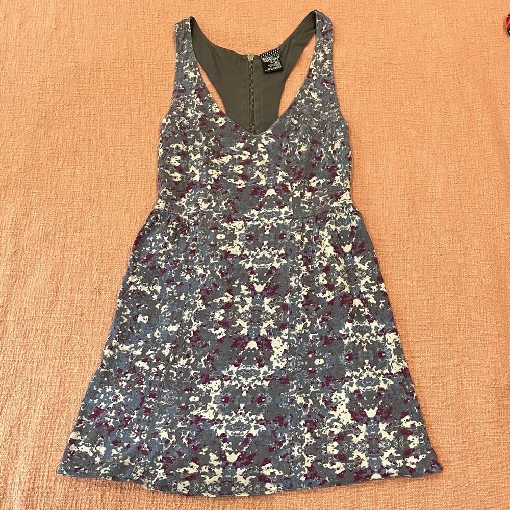 Patterned Mini Dress with long back zip